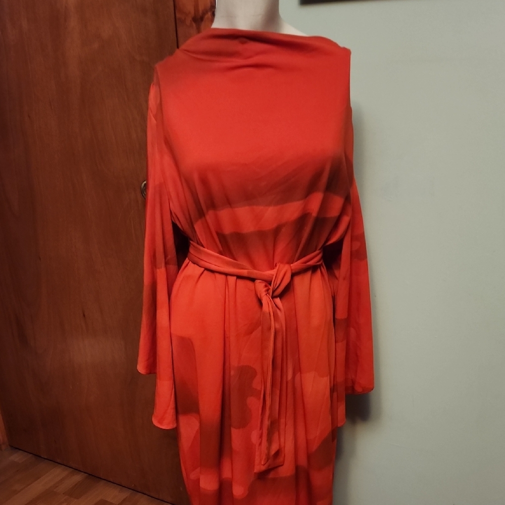 Solo Vibrant Orange Long Sleeve Dress